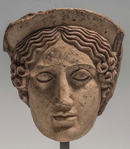 head of a maiden demeter or kore/persephone